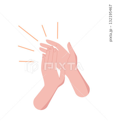 Flat symbol of human hand applause gesture. Ovation and celebrate concept with artistic and colorful design. Recognition cheerful style for posters, banners, or creative projects. Flat symbol of human hand applause gesture. Ovation and celebrate concept with artistic and colorful design. Recognition cheerful style for posters, banners, or creative projects. 132195467