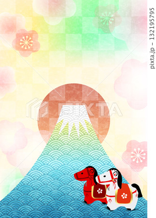 午　年賀状　干支　背景 132195795