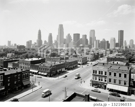 1950年代アメリカ市街地の風景写真 1950年代アメリカ市街地の風景写真 132196033