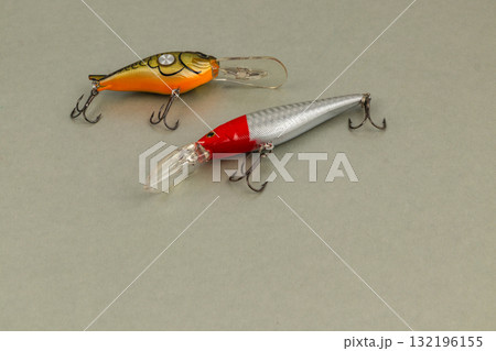 Colorful fishing lures ready for a successful day on the water Colorful fishing lures ready for a successful day on the water 132196155