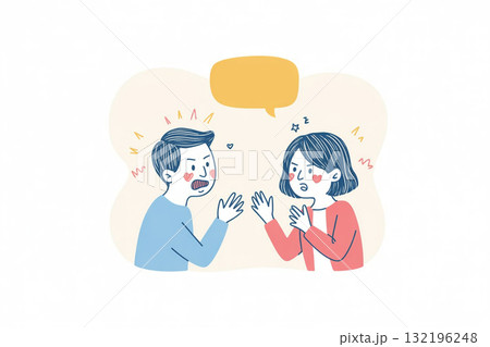 言い争う男女のイラスト(夫婦・カップルの喧嘩シーン) 言い争う男女のイラスト(夫婦・カップルの喧嘩シーン) 132196248