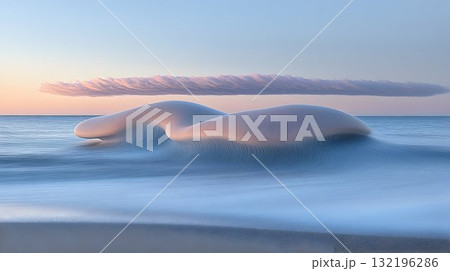 Smooth stones and sunrise cloud formation on the ocean beach Smooth stones and sunrise cloud formation on the ocean beach 132196286