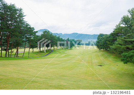 グリーンのあるゴルフ場のグリーン 132196481