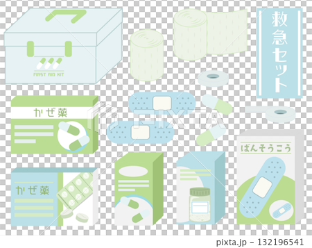 かわいい応急処置セットのイラスト素材 132196541
