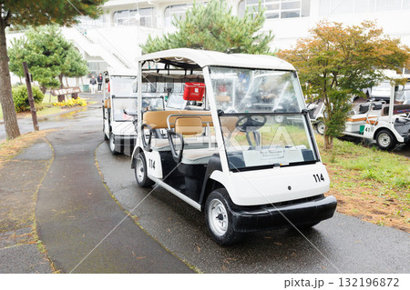 公園に停めたゴルフカート 132196872