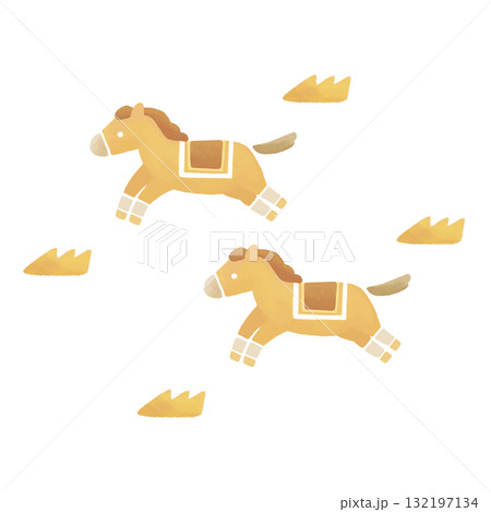 走る二頭の馬のイラスト 走る二頭の馬のイラスト 132197134