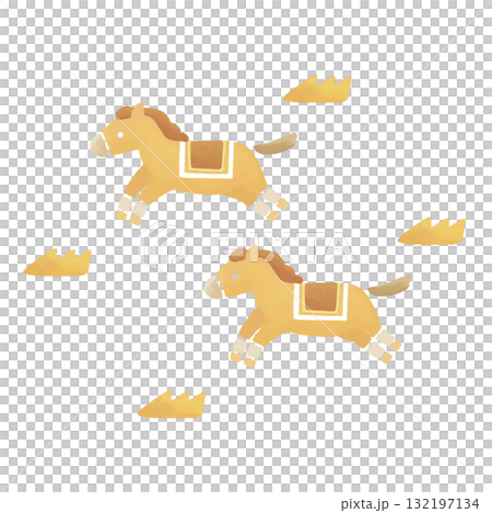 走る二頭の馬のイラスト 走る二頭の馬のイラスト 132197134