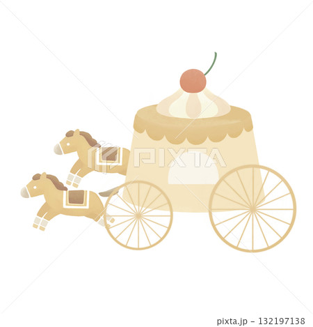かわいいプリンの馬車のイラスト かわいいプリンの馬車のイラスト 132197138