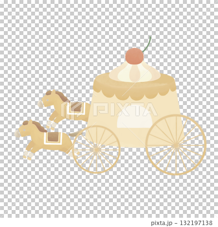 かわいいプリンの馬車のイラスト かわいいプリンの馬車のイラスト 132197138