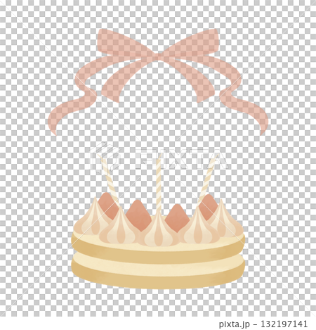 Strawberry cake and ribbon illustration material Strawberry cake and ribbon illustration material 132197141