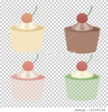 Illustration set of various cup desserts 132197148