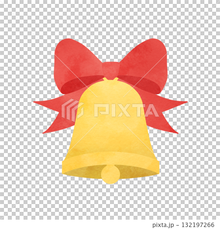 Christmas Bells Watercolor illustration of a bell and ribbon for Christmas 132197266