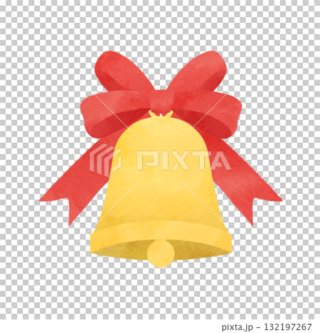 クリスマスベル クリスマスに使えるベルとリボンの水彩イラスト クリスマスベル クリスマスに使えるベルとリボンの水彩イラスト 132197267