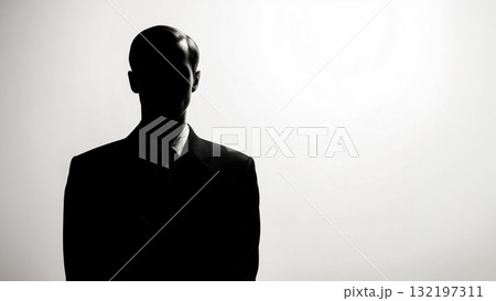 匿名と戦略を象徴するミステリアスなビジネス人物のポートレート 132197311