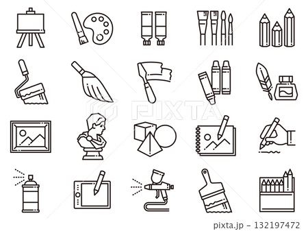 美術・画材アイコン01　Art & Art Supplies icons 132197472
