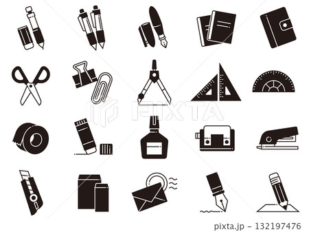文房具アイコン02　Stationery icons 132197476