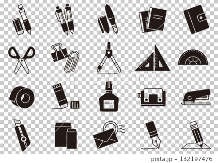 文房具アイコン02　Stationery icons 132197476