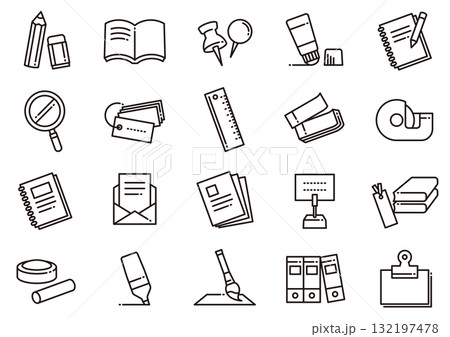 文房具アイコン04　Stationery icons 132197478