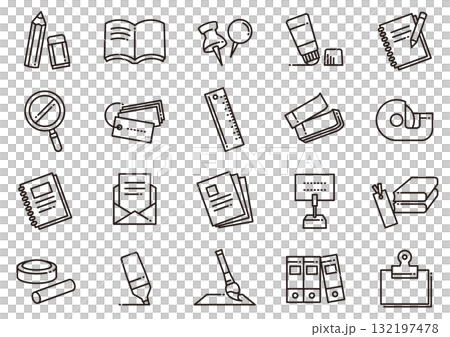 文房具アイコン04　Stationery icons 132197478