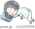 お昼寝する女性の水彩カラー 132197678