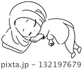 お昼寝する女性の線画 132197679