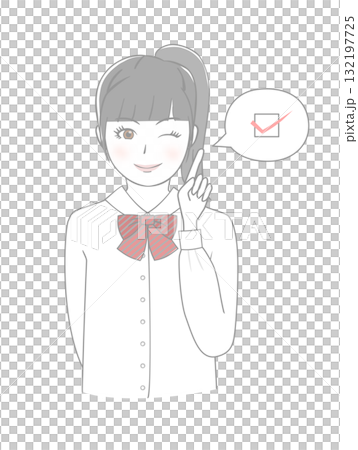 人差し指を立てる女の子 132197725