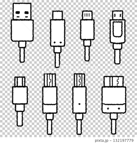 USBケーブルの種類のイラスト 132197779
