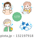 風邪予防・対策をしている子供のイラスト①a 132197918