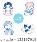 風邪予防・対策をしている子供のイラスト①b 132197919