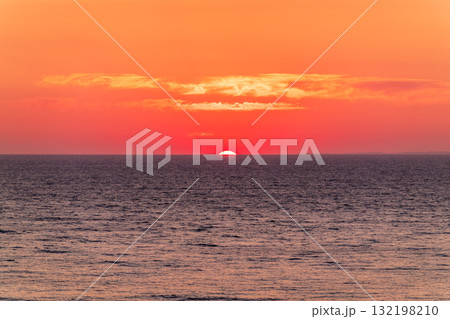 Beautiful red and orange sunrise over the sea. 132198210