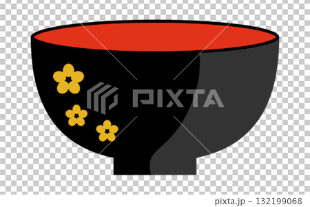 日本の伝統的な漆塗りの上品なお椀イラスト 132199068