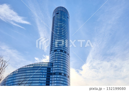 Glass skyscraper Sky Tower against blue sky in Wroclaw Poland 132199080