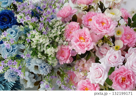 Beautiful Artificial flowers bouquet with space copy background 132199171