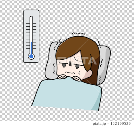 因寒冷而無法入睡的女人的插圖 因寒冷而無法入睡的女人的插圖 132199529