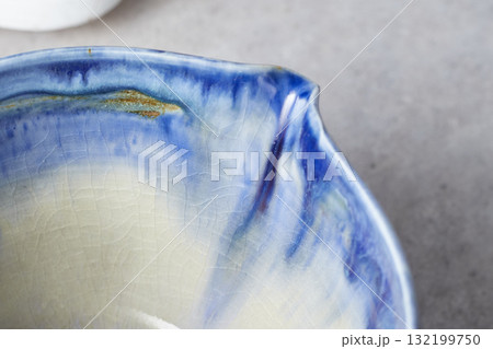 Tea bowl ceramic on gray background. 132199750