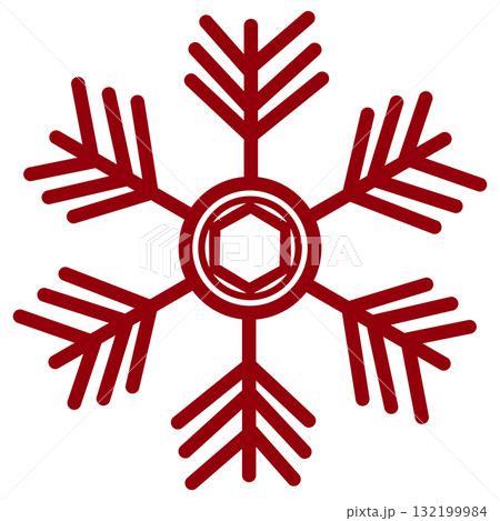 暗い赤色の六角形の入った雪の結晶 暗い赤色の六角形の入った雪の結晶 132199984