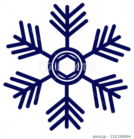 暗い青色の六角形の入った雪の結晶 132199994