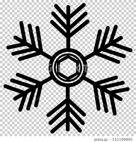 黒い六角形の入った雪の結晶 132199995