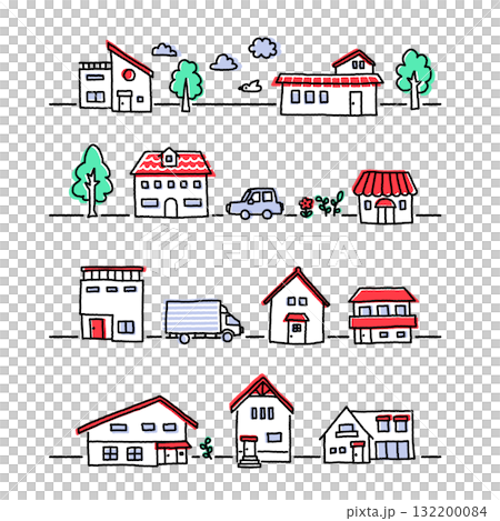 簡單的手繪房子線條畫 132200084