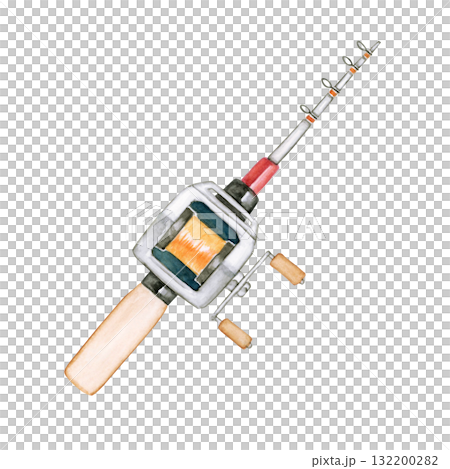 Smelt fishing fishing rod rod watercolor illustration 132200282