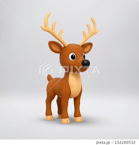Cute cartoon deer with antlers. 132200532