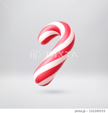 Candy cane with red and white stripes. 132200533