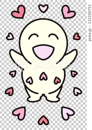 Heart-filled smile joy emotion simple person round face character Heart-filled smile joy emotion simple person round face character 132200752