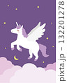 夜空を駆けるユニコーン(午年の年賀状2026年・文字なし) 132201278