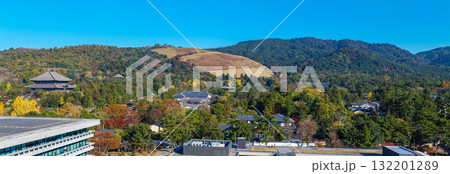 パノラマ 1億3千万画素 紅葉の奈良公園 東大寺､若草山､春日山 2023年11月22日 132201289