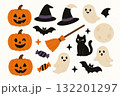 ハロウィンモチーフのかわいいアイコンセット 132201297