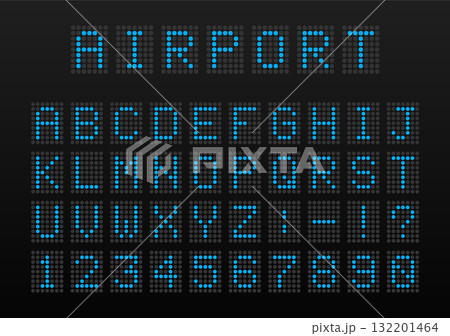 Airport departures board display dot matrix font 132201464