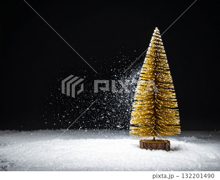 【クリスマス素材】クリスマスツリーと冬の風景 132201490