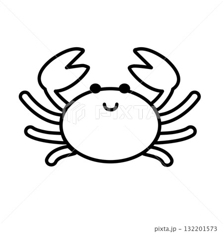 シンプルなカニのイラスト　シルエット,かわいい,ポップ,イラスト,生き物,素材,海, 132201573