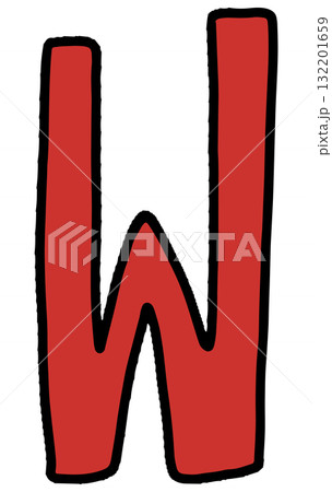 Hand draw W letters for A to Z alphabet designs, company logo, cartoon, icon, font, typography, cute patch, pin, brooch, fabric print, fashion, accessory, education book, stickers, initials, school 132201659